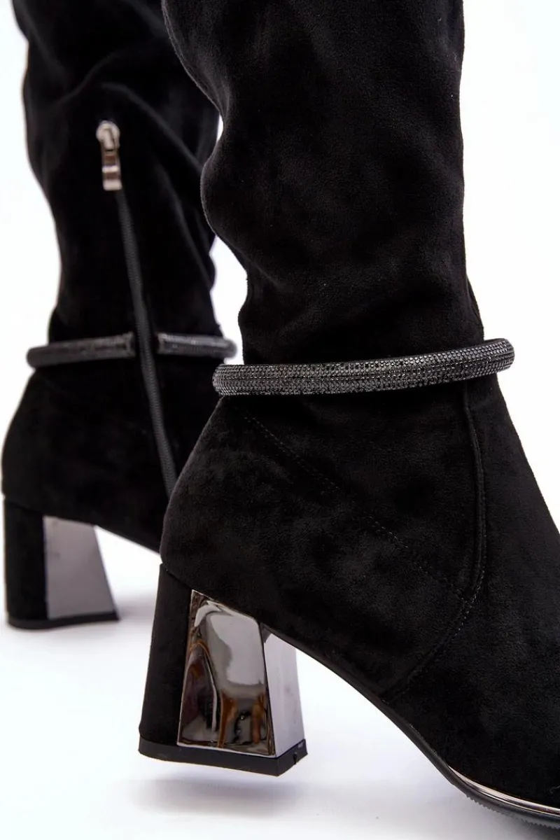 Online Damskie Kozaki Na Słupku Za Kolano D&A MR870-65 Czarne Damskie Muszkieterki|Kozaki Za Kolano