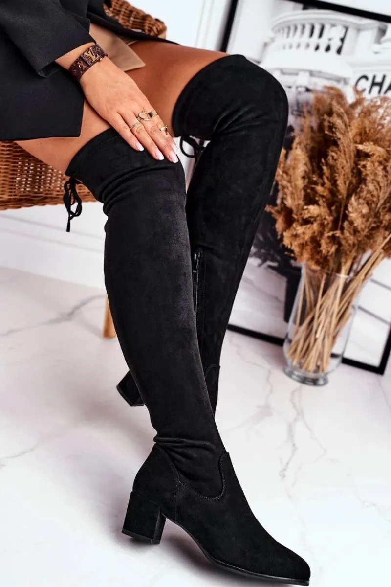 Kozaki Wiosenne|Kozaki Na Obcasie>Buty Sergio Leone Damskie kozaki Sergio Leone lycra czarne KZ281