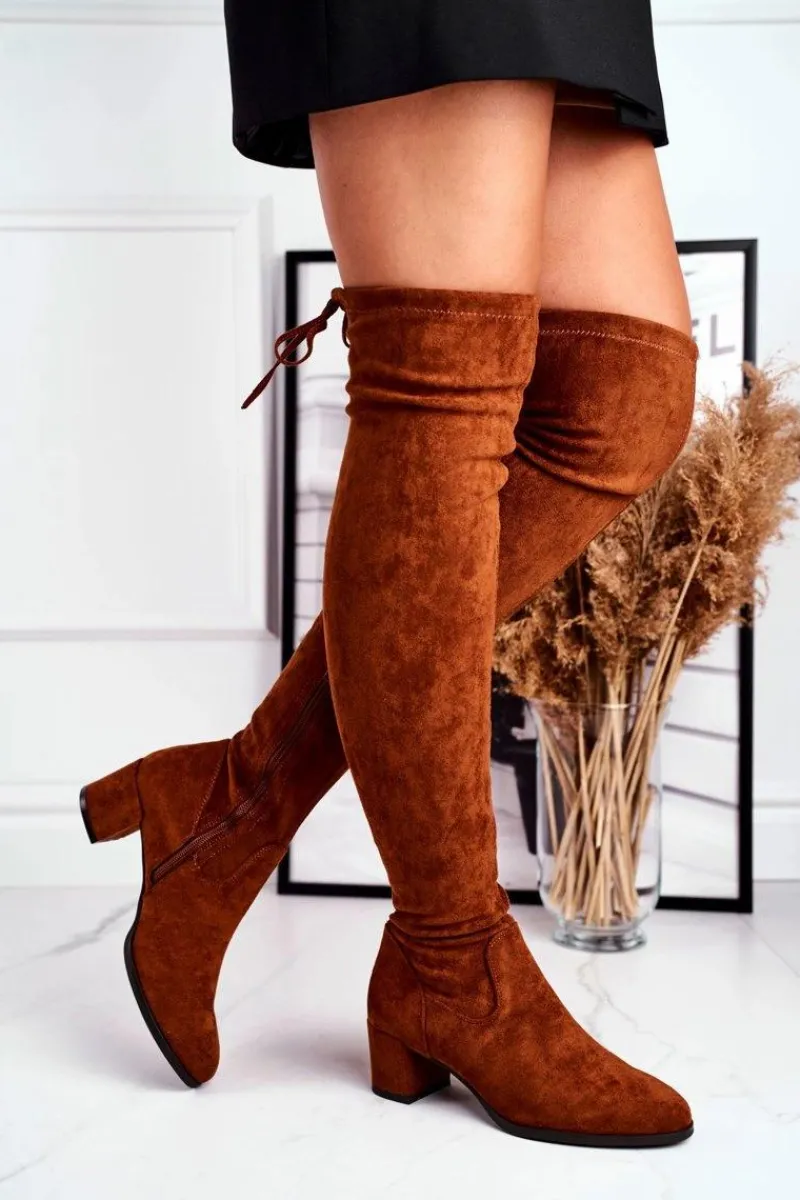 Online Buty Sergio Leone Damskie kozaki Sergio Leone lycra camel KZ281