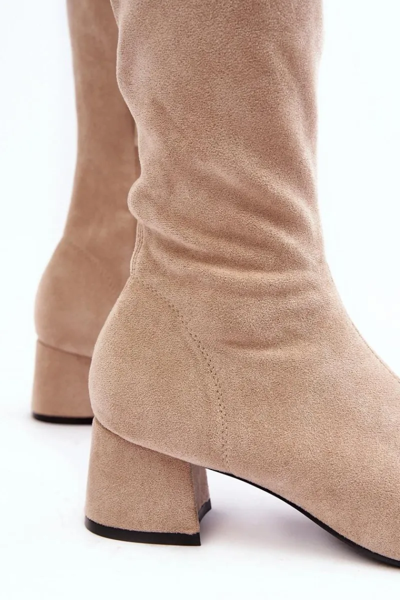 Muszkieterki|Kozaki Za Kolano>Boto Damskie Kozaki Za Kolano Na Niskim Obcasie Jasnobeżowe Maidna