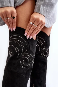 Kozaki Ocieplane|Muszkieterki></noscript>Boto Damskie Kozaki Za Kolano Na Szpilce Czarne Vessy