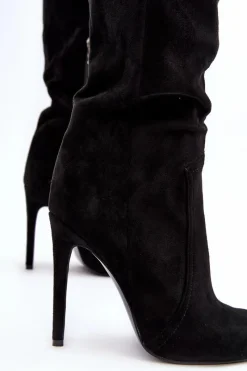 Kozaki Ocieplane|Muszkieterki></noscript>Boto Damskie Kozaki Za Kolano Na Szpilce Czarne Vessy