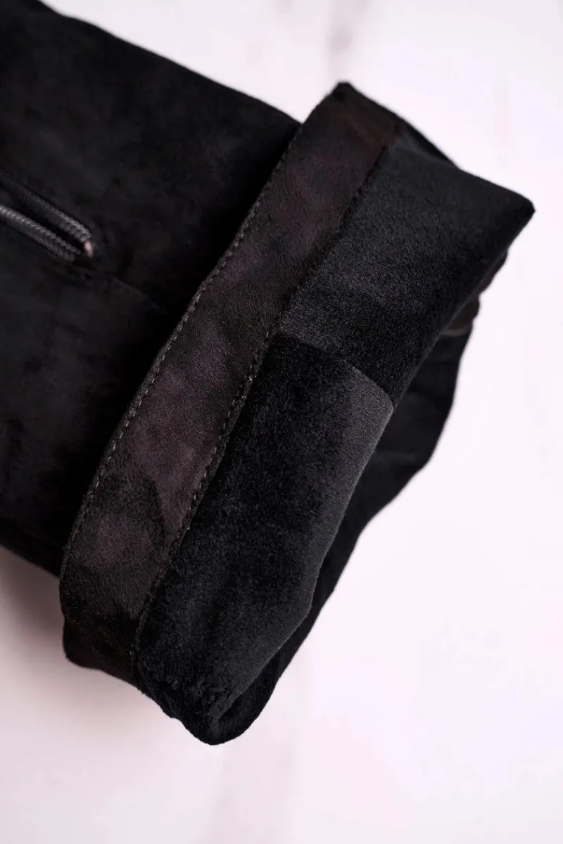 Clearance Damskie kozaki zamszowe Sergio Leone czarne KZ273 Damskie Kozaki Na Obcasie|Kozaki Zamszowe