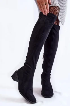 Kozaki Wiosenne|Kozaki Za Kolano>Buty damskie Vinceza Damskie Kozaki Zamszowe Za Kolano Czarne Hessa