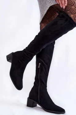 Kozaki Wiosenne|Kozaki Za Kolano>Buty damskie Vinceza Damskie Kozaki Zamszowe Za Kolano Czarne Hessa