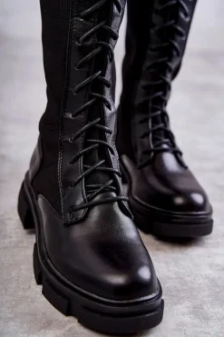 Online Damskie Kozaki Ze Skarpetą Na Płaskim Obcasie Czarne Verano Damskie Kozaki Wiosenne|Kozaki Płaskie