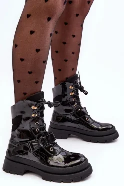 Botki Sznurowane|Czarne Botki><noscript><img width=