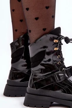 Botki Sznurowane|Czarne Botki><noscript><img width=