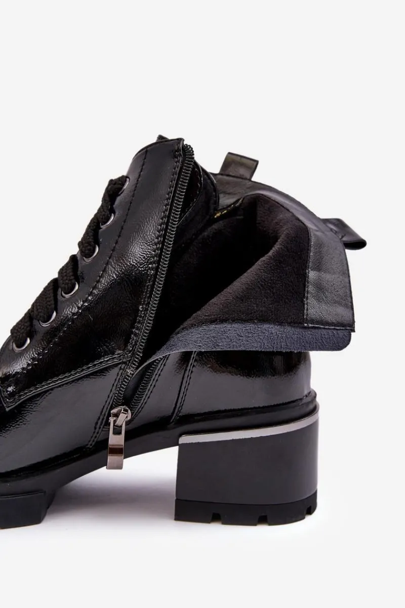 Best Damskie buty S.Barski Damskie Lakierowane Botki D&A MR870-97 Czarne