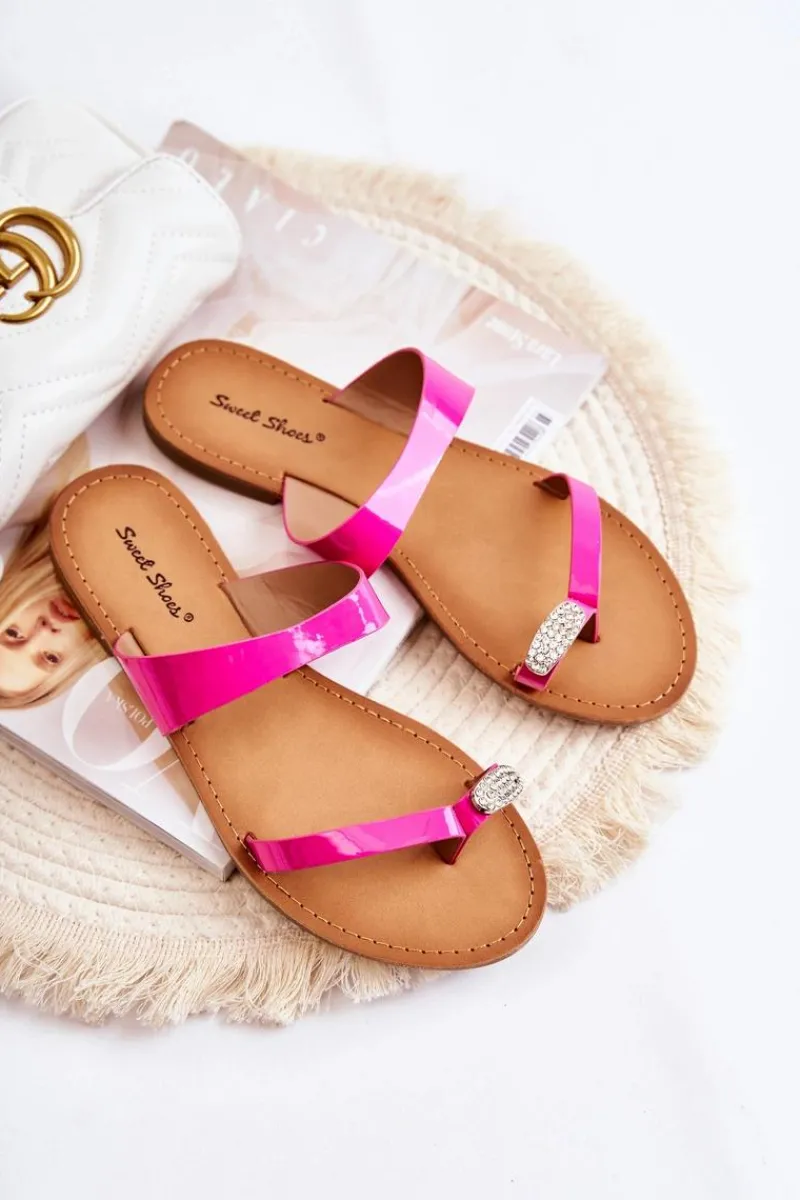 Klapki Damskie Japonki>Boto Damskie Lakierowane Klapki Japonki Fuksja Jimena