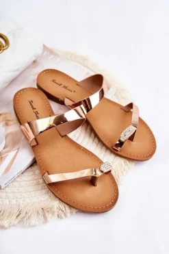 Klapki Damskie Japonki>Boto Damskie Lakierowane Klapki Japonki Różowe Złoto Jimena