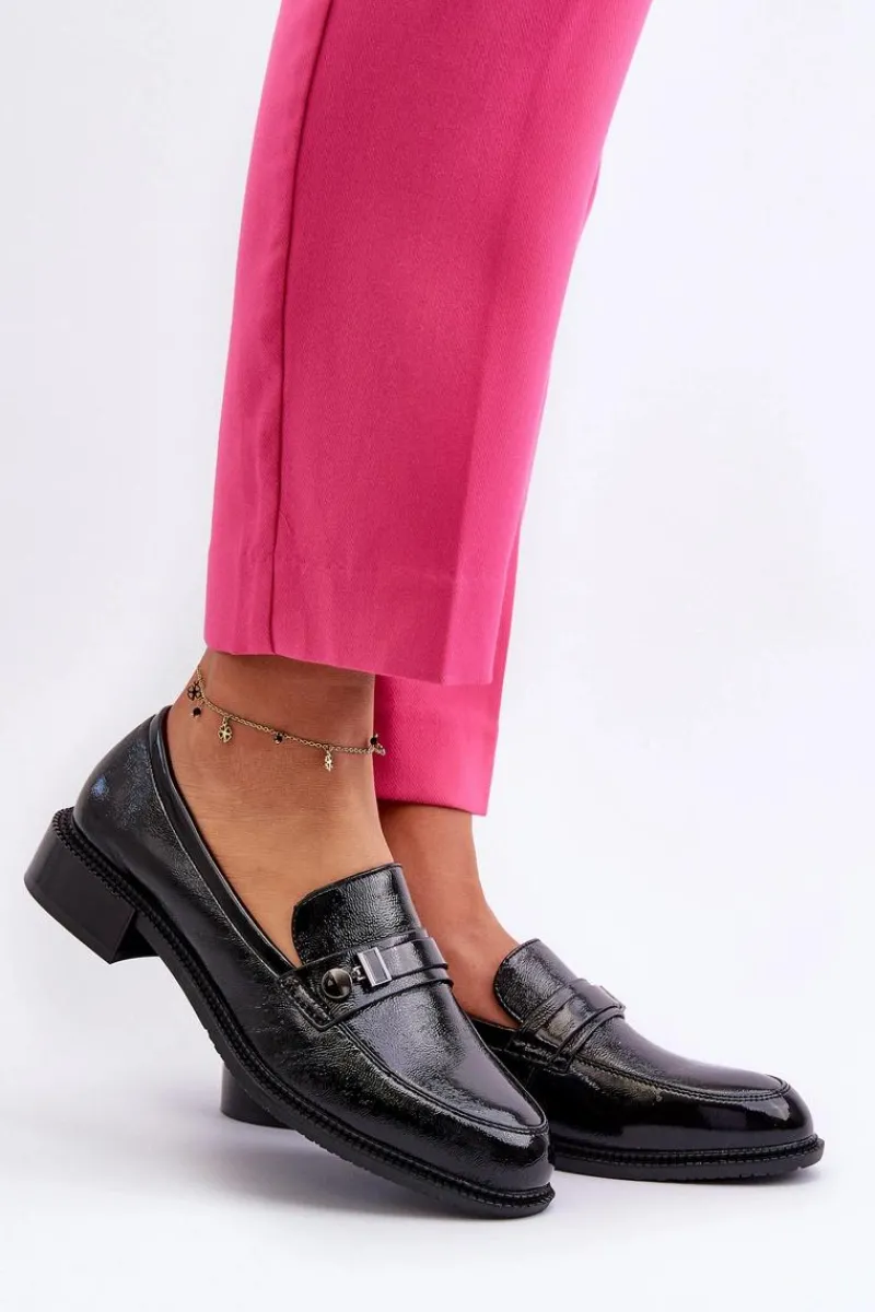 Discount Buty damskie Vinceza Damskie Lakierowane Mokasyny Czarne Nerilaja Czarny