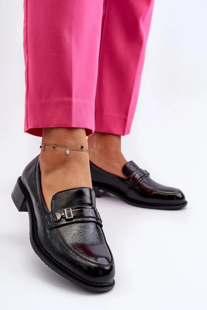 Discount Buty damskie Vinceza Damskie Lakierowane Mokasyny Czarne Nerilaja Czarny