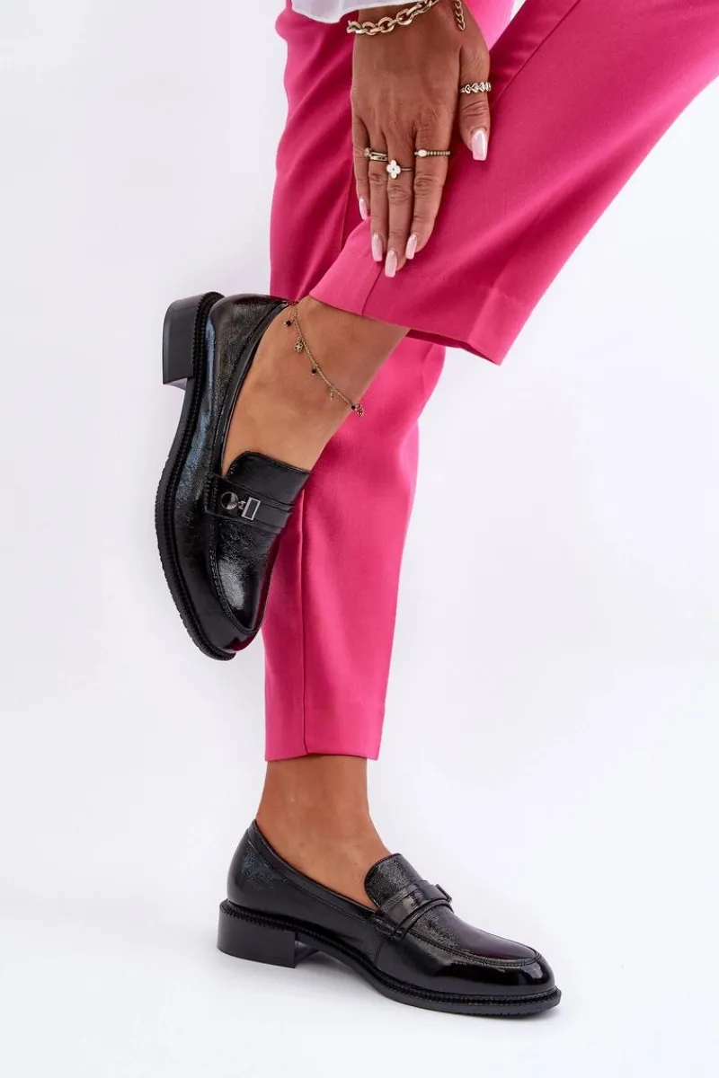 Discount Buty damskie Vinceza Damskie Lakierowane Mokasyny Czarne Nerilaja Czarny