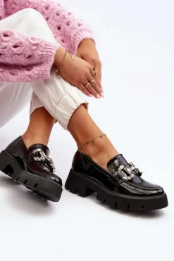 Best Damskie Lakierowane Mokasyny Z Ozdobą Czarne Arsaba Damskie Mokasyny Damskie Lakierowane|Mokasyny Na Platformie