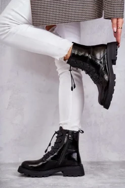 Czarne Botki|Botki Zimowe Damskie><noscript><img width=