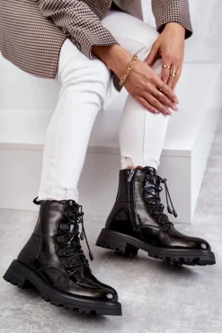 Czarne Botki|Botki Zimowe Damskie><noscript><img width=