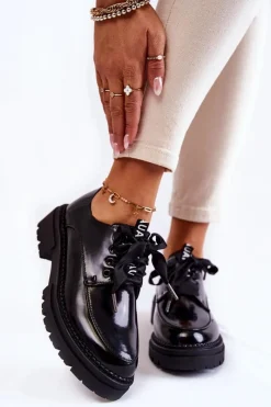 Online Boto Damskie Lakierowane Półbuty La.Fi 210004B-NL Czarne