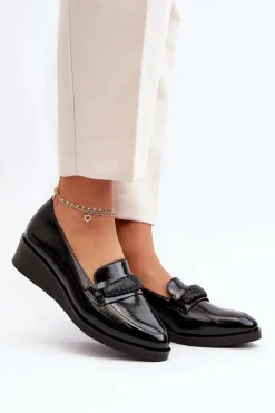 Półbuty Lakierowane|Mokasyny Damskie Lakierowane>Buty damskie Vinceza Damskie Lakierowane Półbuty Loafery Czarne Polike