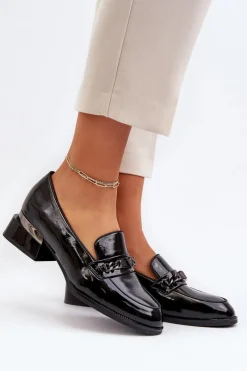 Outlet Buty damskie Vinceza Damskie Lakierowane Półbuty Na Niskim Obcasie Czarne Albreide