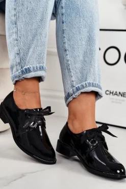 Best Damskie Lakierowane Półbuty 2044 Czarne Damskie Półbuty Lakierowane|Półbuty Skórzane