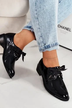 Best Damskie Lakierowane Półbuty 2044 Czarne Damskie Półbuty Lakierowane|Półbuty Skórzane