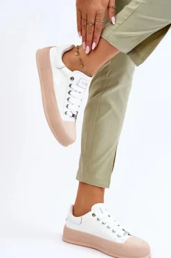 Trampki Damskie Niskie|Sneakersy Damskie>GOE Damskie Lakierowane Trampki Na Platformie LL2N4020 Białe