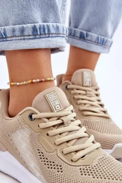 Hot Damskie Lekkie Buty Sportowe Memory Foam System Big Star LL274294 Beżowe Damskie Buty Sportowe Big Star|Sneakersy Damskie