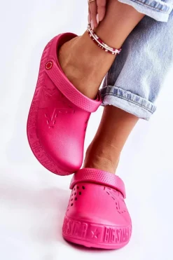 Best Big Star Shoes Damskie Lekkie Klapki Big Star II275007 Fuksja Różowy
