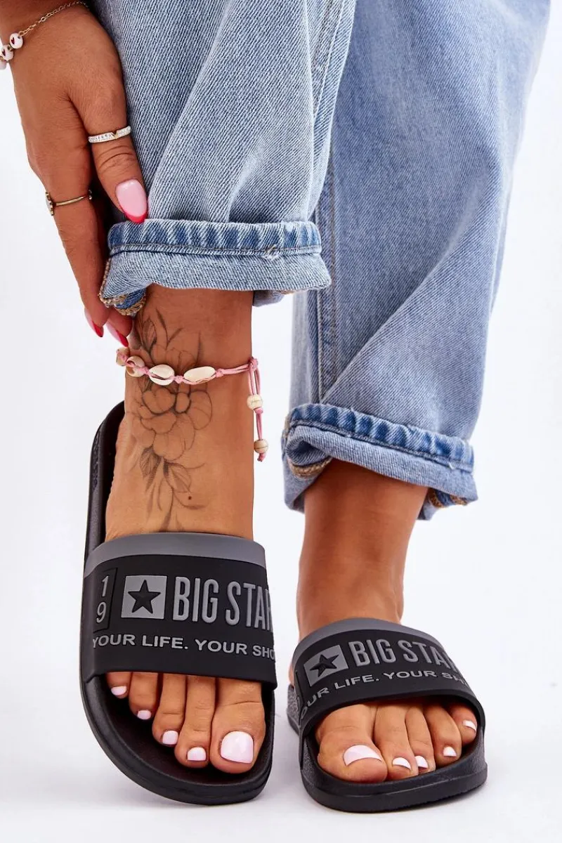 Klapki Sportowe|Klapki Damskie Big Star>Big Star Shoes Damskie Lekkie Klapki Big Star LL274732 Czarne Czarny