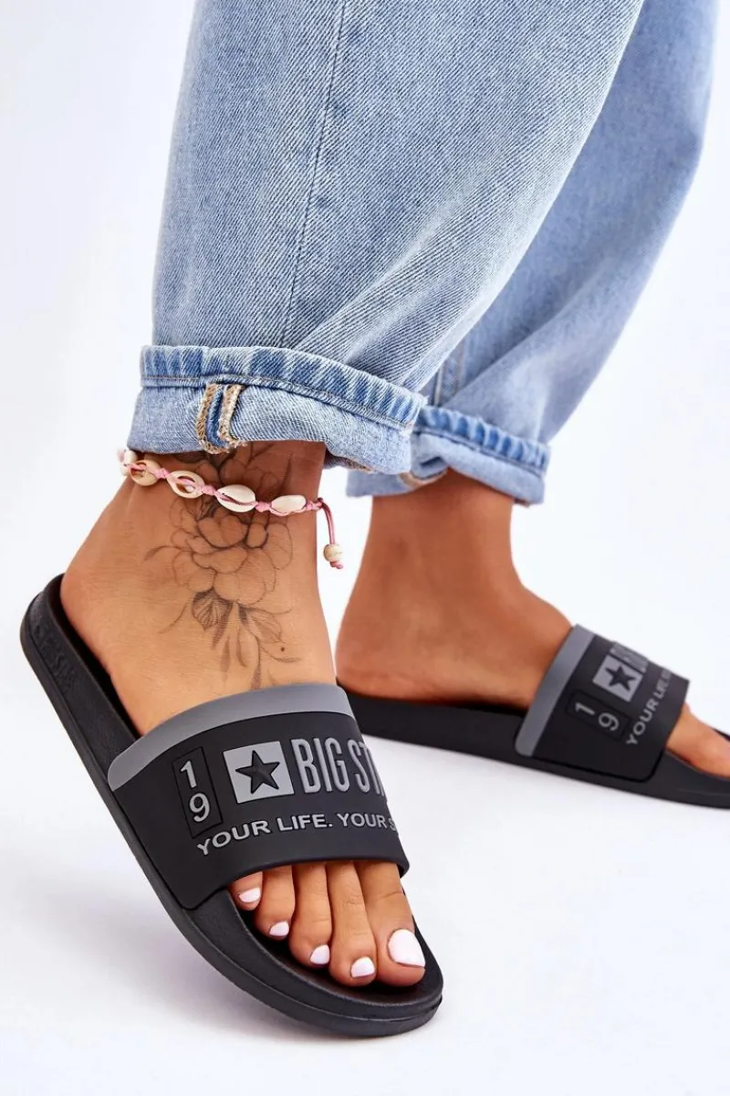 Klapki Sportowe|Klapki Damskie Big Star>Big Star Shoes Damskie Lekkie Klapki Big Star LL274732 Czarne Czarny