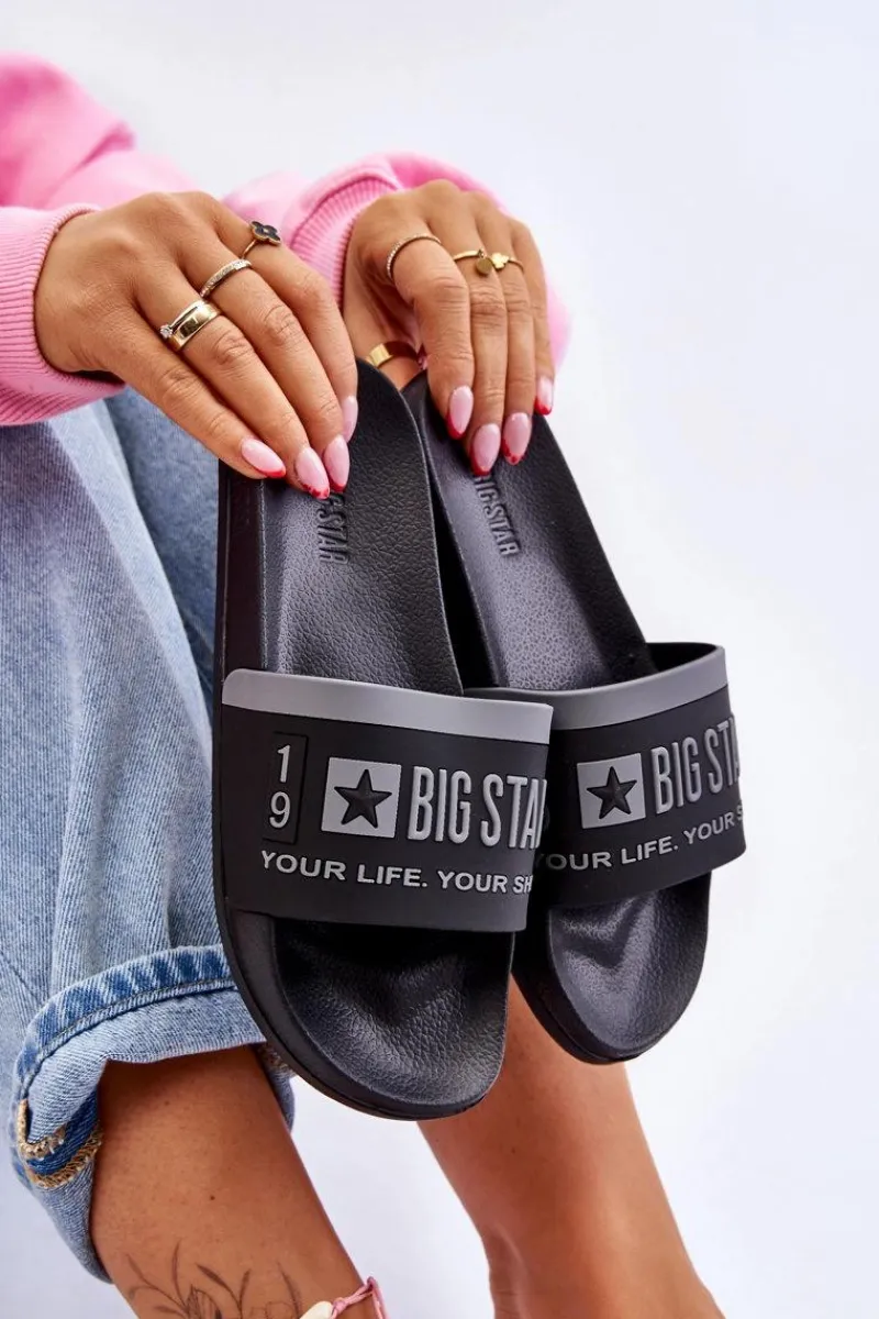 Klapki Sportowe|Klapki Damskie Big Star>Big Star Shoes Damskie Lekkie Klapki Big Star LL274732 Czarne Czarny