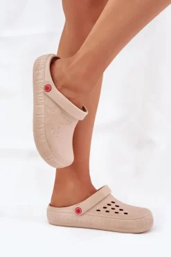 New Big Star Shoes Damskie Lekkie Klapki Big Star II275012 Beżowe Beżowy