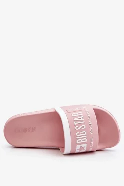 Discount Damskie Lekkie Klapki Big Star LL274730 Jasnoróżowe Damskie Klapki Sportowe|Klapki Damskie Big Star