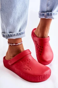 Clearance Damskie Lekkie Klapki Big Star II275004 Czerwone Damskie Klapki Damskie Klasyczne