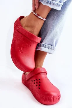 Clearance Damskie Lekkie Klapki Big Star II275004 Czerwone Damskie Klapki Damskie Klasyczne