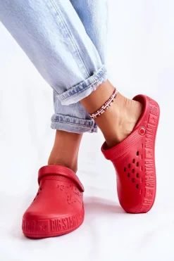 Clearance Damskie Lekkie Klapki Big Star II275004 Czerwone Damskie Klapki Damskie Klasyczne