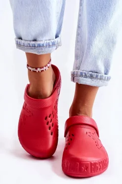 Clearance Damskie Lekkie Klapki Big Star II275004 Czerwone Damskie Klapki Damskie Klasyczne