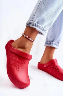 Clearance Damskie Lekkie Klapki Big Star II275004 Czerwone Damskie Klapki Damskie Klasyczne