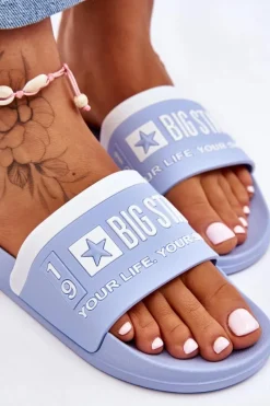 Klapki Sportowe|Klapki Damskie Big Star></noscript>Big Star Shoes Damskie Lekkie Klapki Big Star LL274734 Jasnoniebieskie