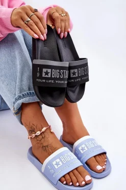 Klapki Sportowe|Klapki Damskie Big Star></noscript>Big Star Shoes Damskie Lekkie Klapki Big Star LL274734 Jasnoniebieskie