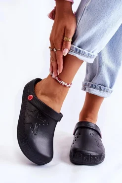 Discount Damskie Lekkie Klapki Big Star II275001 Czarne Damskie Klapki Damskie Klasyczne