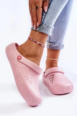 New Damskie Lekkie Klapki Chodaki Big Star II275008 Różowe Damskie Klapki Damskie Klasyczne