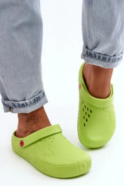 Online Damskie Lekkie Klapki Chodaki Big Star II275006 Zielone Damskie Klapki Damskie Klasyczne