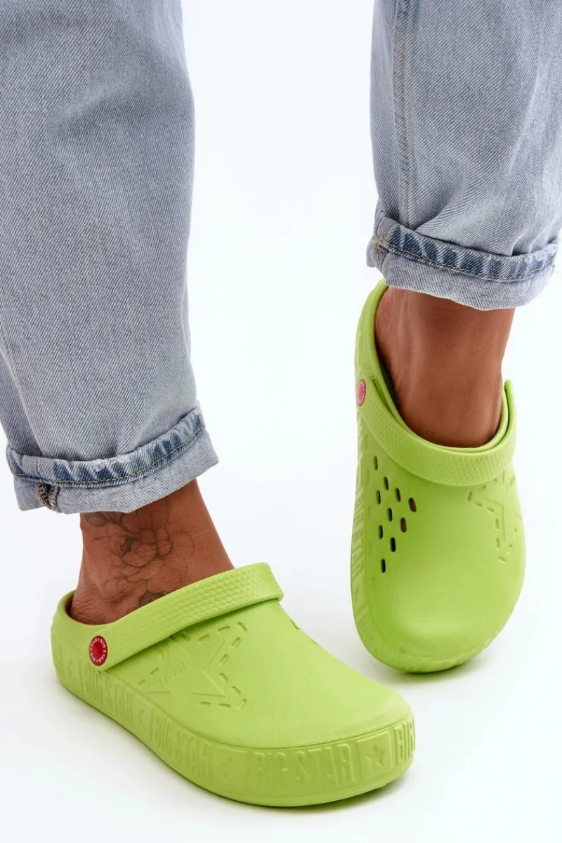 Online Damskie Lekkie Klapki Chodaki Big Star II275006 Zielone Damskie Klapki Damskie Klasyczne