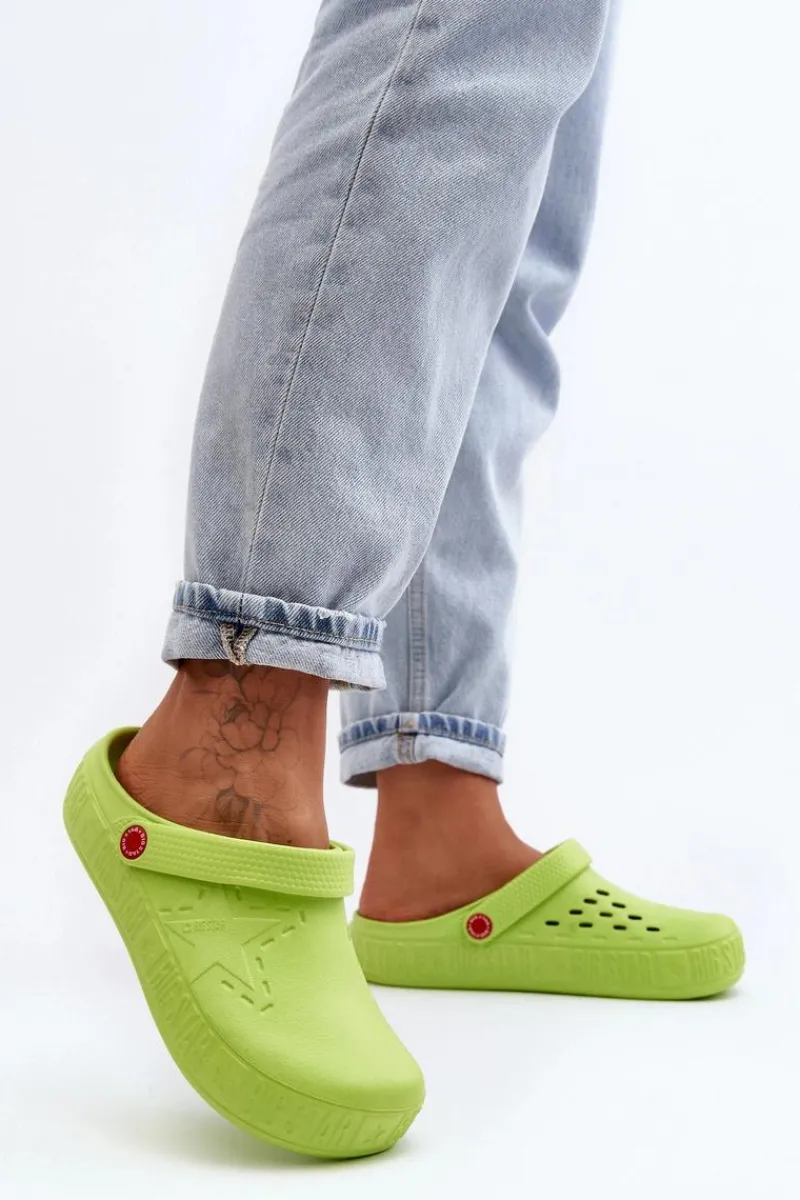 Online Damskie Lekkie Klapki Chodaki Big Star II275006 Zielone Damskie Klapki Damskie Klasyczne