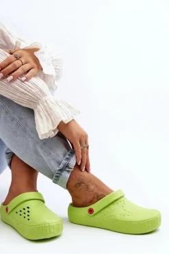 Online Damskie Lekkie Klapki Chodaki Big Star II275006 Zielone Damskie Klapki Damskie Klasyczne