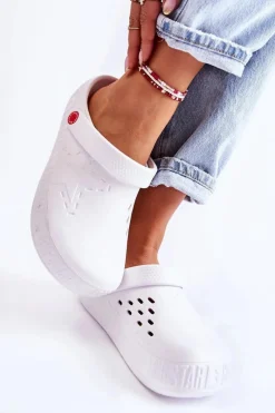 Sale Damskie Lekkie Klapki Chodaki Big Star II275003 Białe Damskie Klapki Damskie Klasyczne