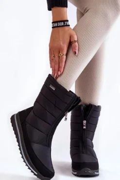 Hot Damskie Lekkie Ocieplane Śniegowce Progress PROGJ-22-129 Czarne Damskie Śniegowce Damskie|Botki Płaskie