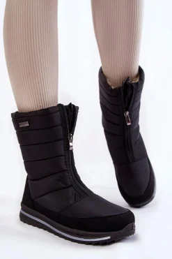 Hot Damskie Lekkie Ocieplane Śniegowce Progress PROGJ-22-129 Czarne Damskie Śniegowce Damskie|Botki Płaskie